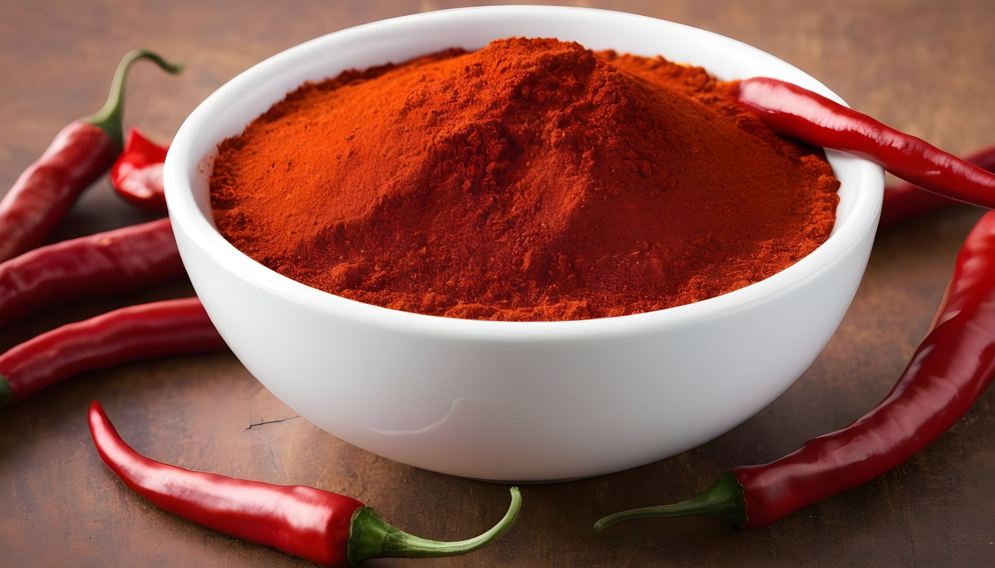 Red chili powder in bowl