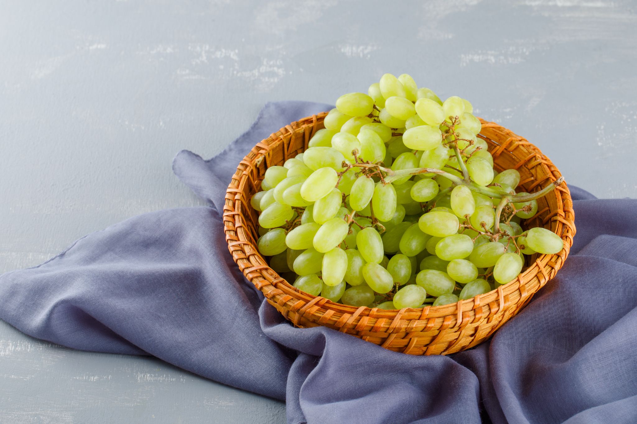 Grapes in wooden basket